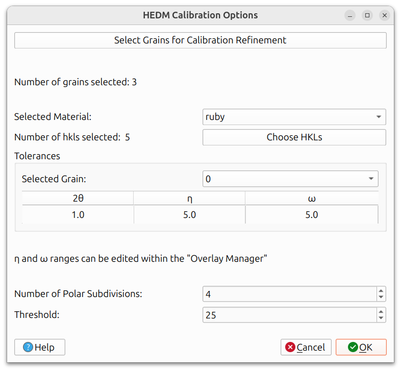 HEDM Calibration Options
