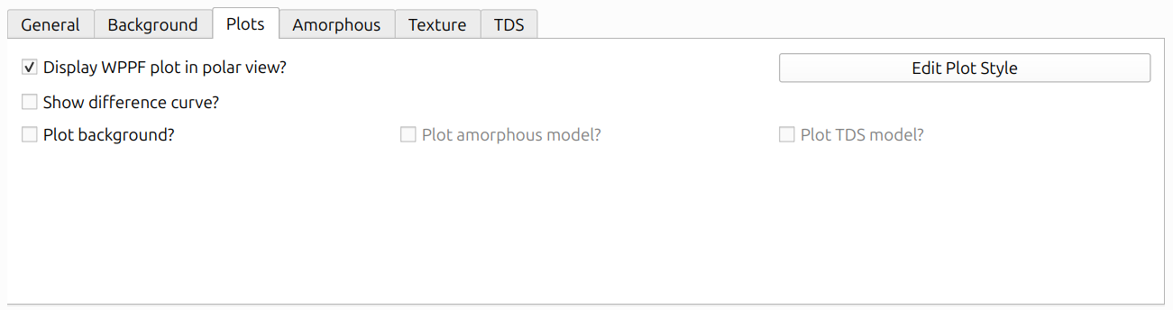 WPPF Plot Settings