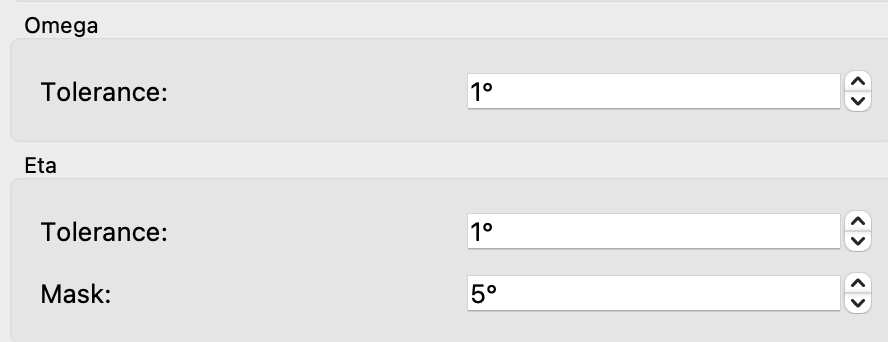 Omega and Eta Tolerances